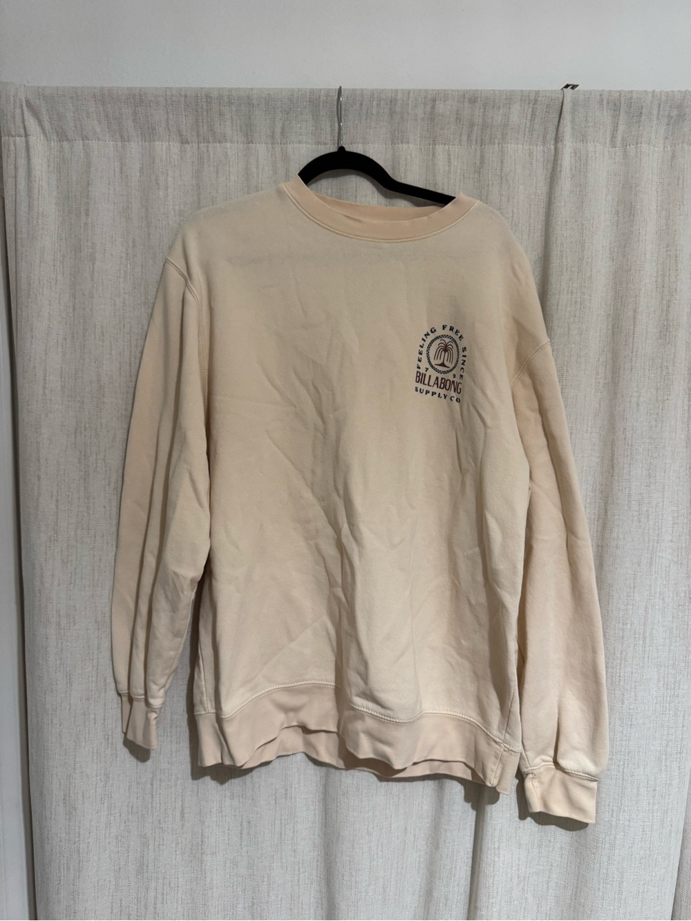 Billabong Men's Beige Crewneck Sweatshirt with Chest Logo